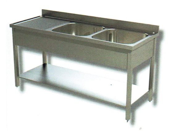 Lavello due vasche cm.140/200x60 con sgocciolatoio